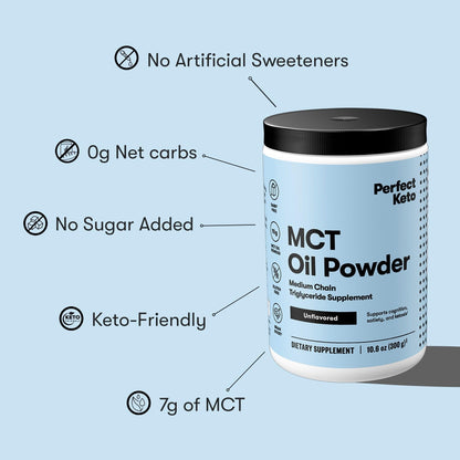 Perfect Keto 7g MCT Oil Powder – Unflavored, Non-Dairy Keto Coffee Creamer | 30 Servings