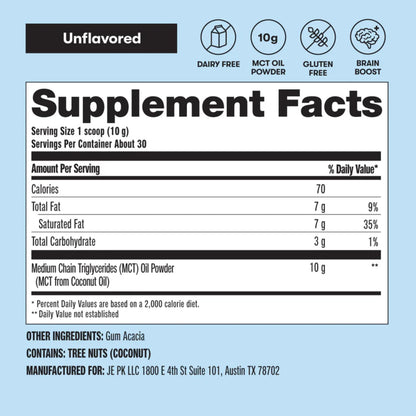 Perfect Keto 7g MCT Oil Powder – Unflavored, Non-Dairy Keto Coffee Creamer | 30 Servings