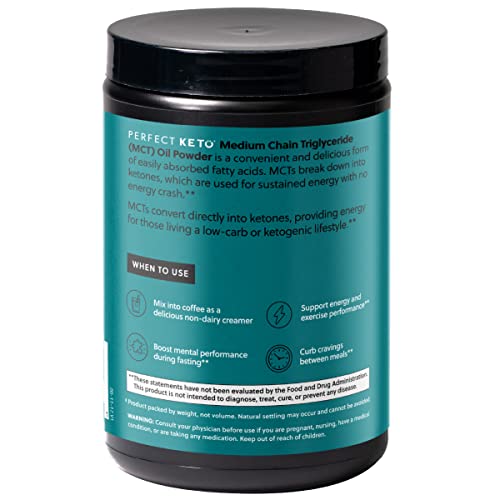 Perfect Keto 7g MCT Oil Powder – Dairy-Free Keto Coffee Creamer, 30 Servings