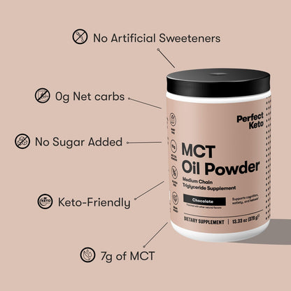 Perfect Keto 7g MCT Oil Powder – Dairy-Free Keto Coffee Creamer, 30 Servings