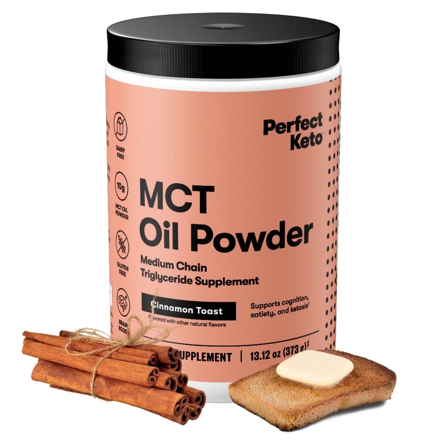 Perfect Keto 7g MCT Oil Powder – Cinnamon Toast, Non-Dairy Keto Coffee Creamer, 30 Servings