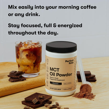 Perfect Keto 7g MCT Oil Powder – Dairy-Free Keto Coffee Creamer, 30 Servings