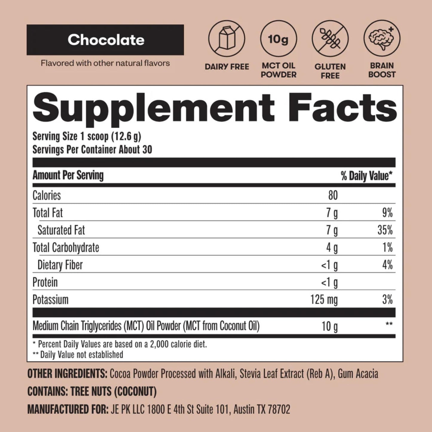 Perfect Keto 7g MCT Oil Powder – Dairy-Free Keto Coffee Creamer, 30 Servings