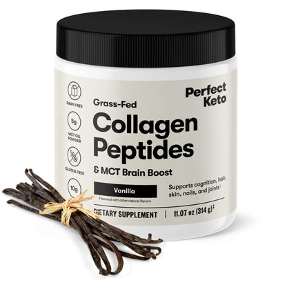 Perfect Keto Collagen Peptides + MCT Oil — Grass-Fed, Type I & III, Vanilla