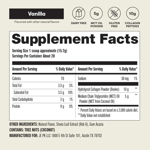 Perfect Keto Collagen Peptides + MCT Oil — Grass-Fed, Type I & III, Vanilla