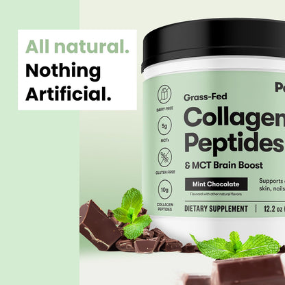 Perfect Keto Collagen Protein Powder with MCT Oil – Grass-Fed, Gluten-Free, Mint Chocolate