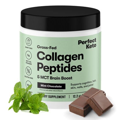 Perfect Keto Collagen Protein Powder with MCT Oil – Grass-Fed, Gluten-Free, Mint Chocolate