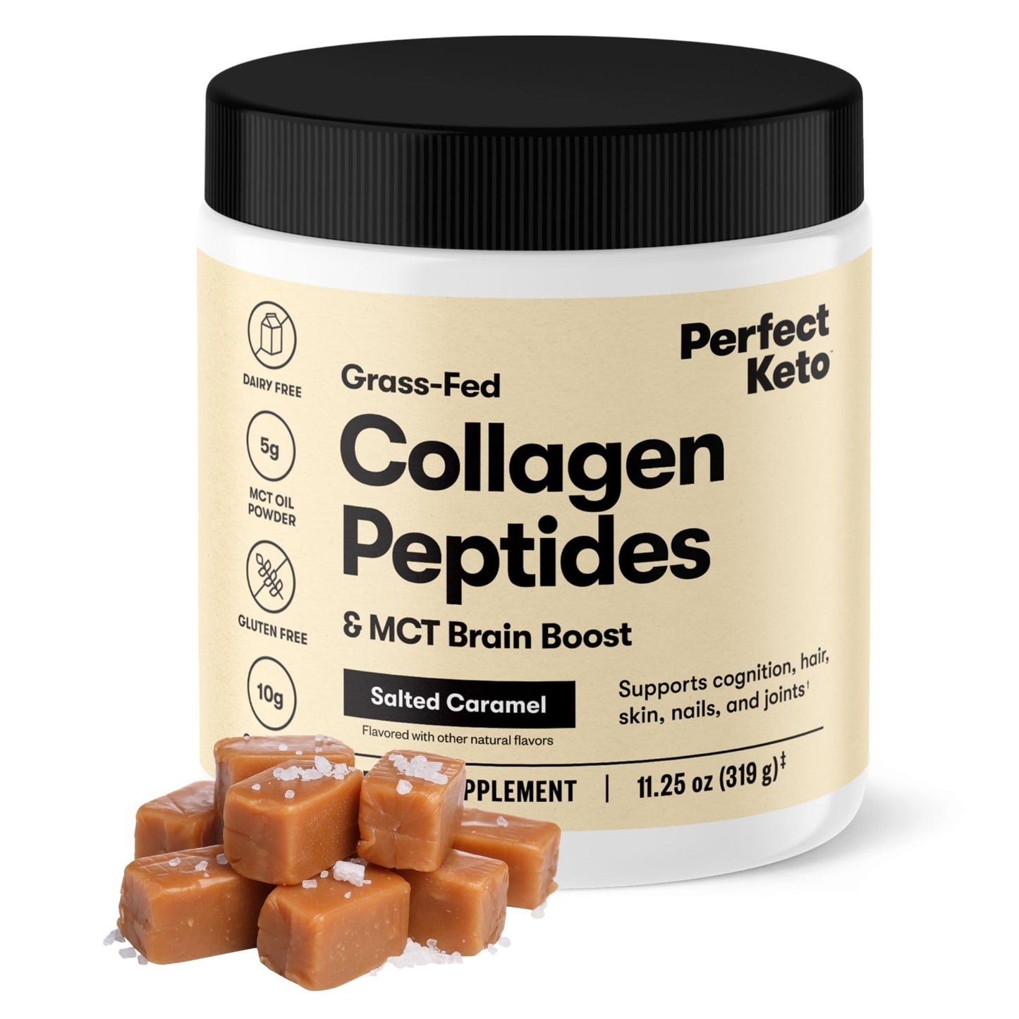 Perfect Keto Collagen Peptides with MCT Oil – Salted Caramel, Low Carb & Gluten Free