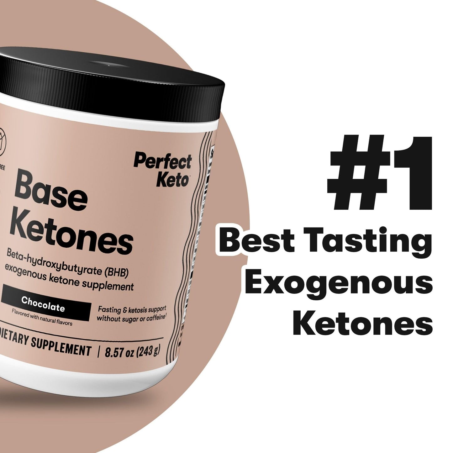 Perfect Keto Exogenous Ketones Powder – BHB Salts for Ketosis, Fasting & Hydration (Chocolate, 8.57 oz)