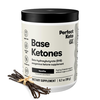 Perfect Keto Exogenous Ketones Powder – Vanilla, BHB Salts, Electrolytes, Caffeine Free – 6.7 oz