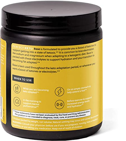 Perfect Keto Exogenous Ketones Powder – Vanilla, BHB Salts, Electrolytes, Caffeine Free – 6.7 oz