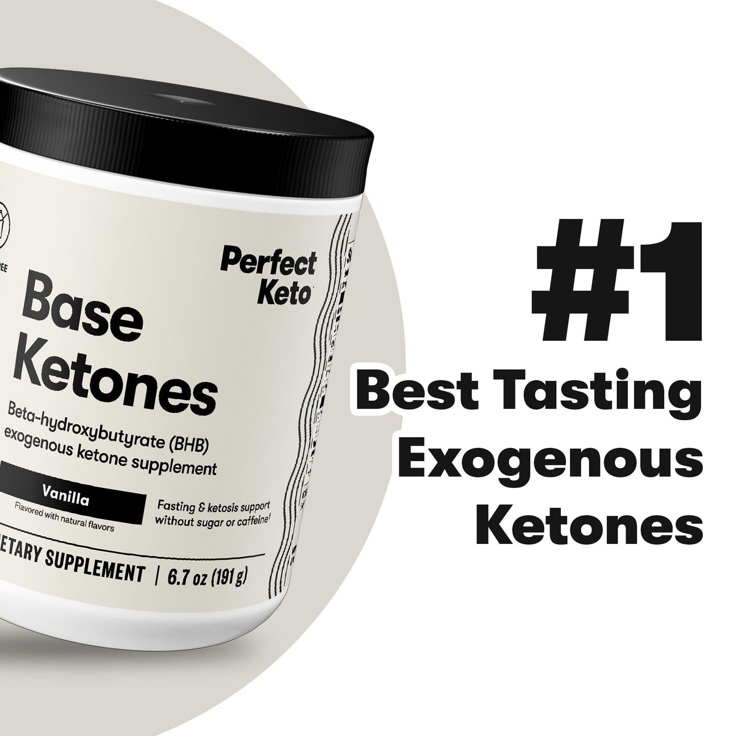 Perfect Keto Exogenous Ketones Powder – Vanilla, BHB Salts, Electrolytes, Caffeine Free – 6.7 oz