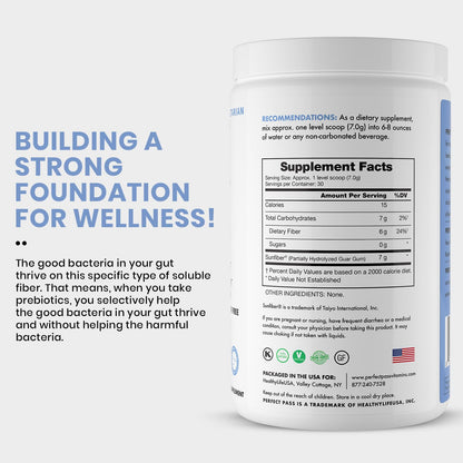 PERFECT PASS Prebiotic PHGG Powder – 210g, Natural, Gluten Free, Non-GMO, Kosher, Sugar Free