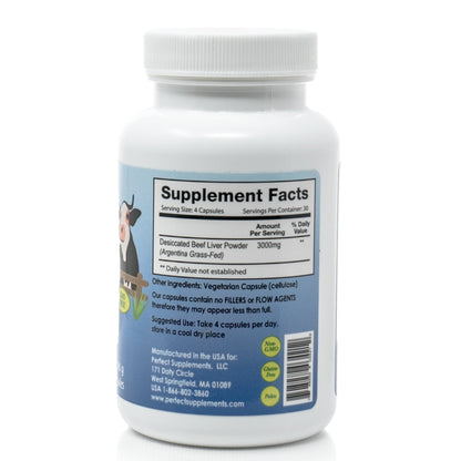 Perfect Supplements Desiccated Liver – 120 Capsules – Undefatted Beef Liver – Grass-Fed Argentinean Cattle – 2 Pack
