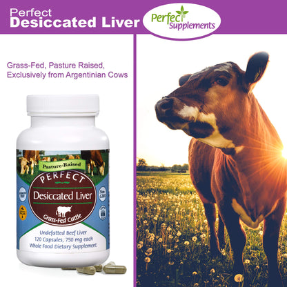 Perfect Supplements Desiccated Liver – 120 Capsules – Undefatted Beef Liver – Grass-Fed Argentinean Cattle – 2 Pack