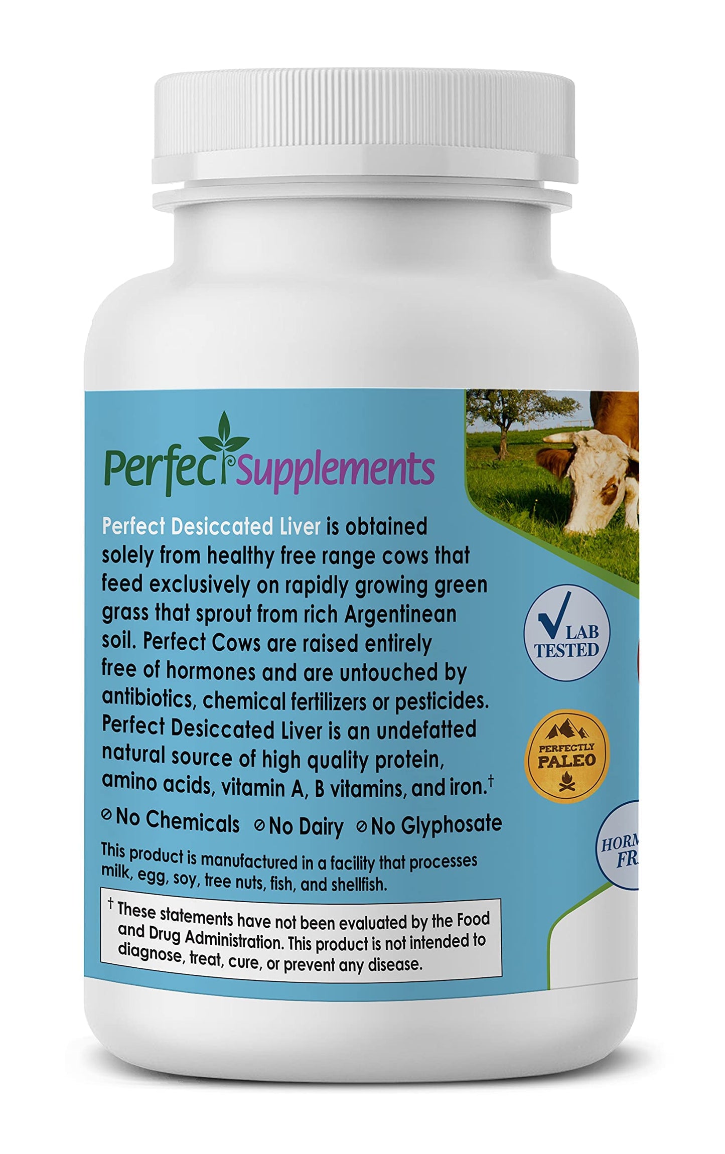 Perfect Supplements Desiccated Liver – 120 Capsules – Undefatted Beef Liver – Grass-Fed Argentinean Cattle – 2 Pack