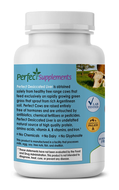 Perfect Supplements Desiccated Liver – 120 Capsules – Undefatted Beef Liver – Grass-Fed Argentinean Cattle – 2 Pack