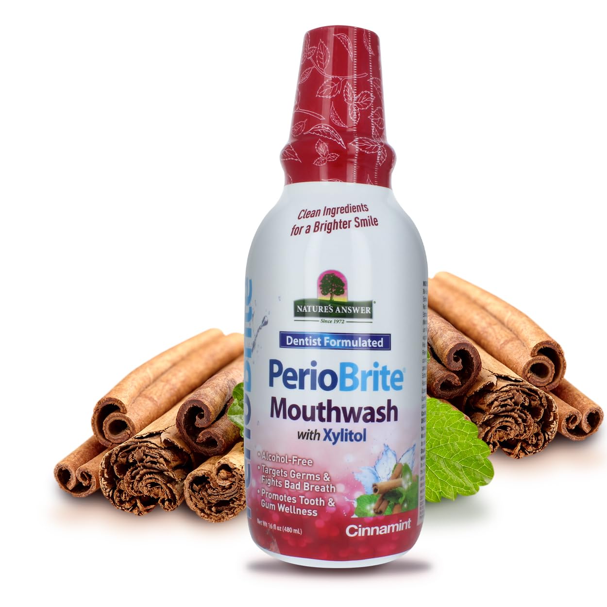 Nature's Answer PerioBrite Cinamint Mouthwash – Fluoride-Free, Alcohol-Free, 16oz