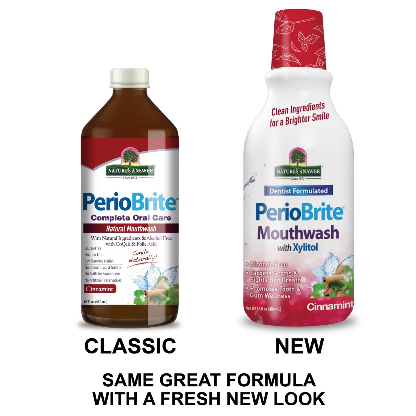 Nature's Answer PerioBrite Cinamint Mouthwash – Fluoride-Free, Alcohol-Free, 16oz