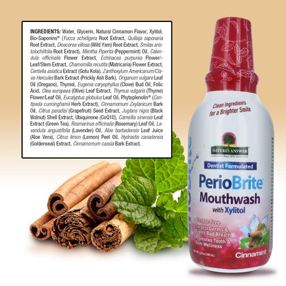 Nature's Answer PerioBrite Cinnamon Mouthwash 16 oz - Alcohol-Free, Whitens Teeth, Fresh Breath (2 Pack)