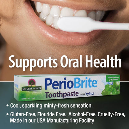 Nature's Answer PerioBrite Natural Toothpaste - Cool Mint, 4 oz (2 Pack) Fluoride Free
