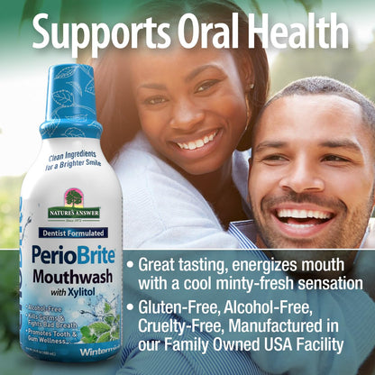Nature's Answer PerioBrite Wintermint Mouthwash - Fluoride-Free, 16oz (2 Pack)