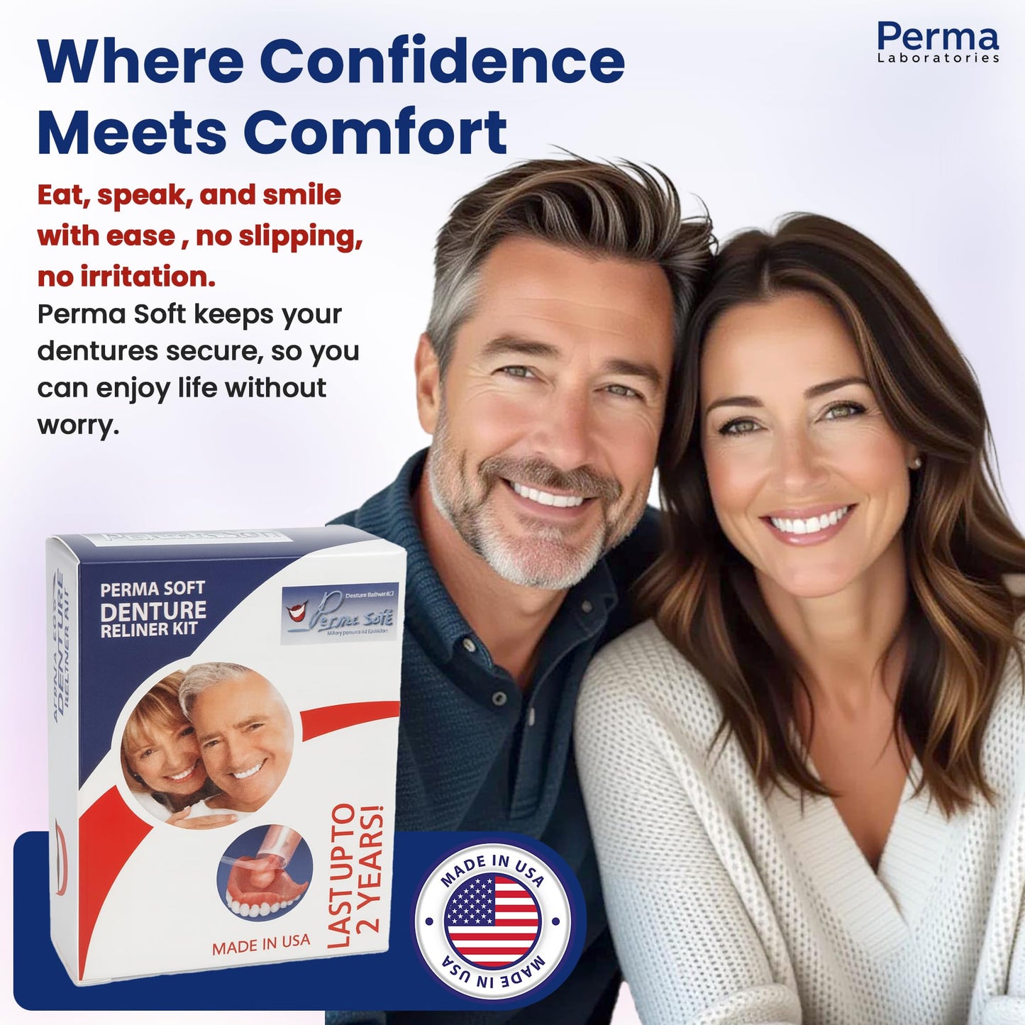 Perma Soft Denture Reliner Kit - Relines 2 Plates (Semi-Soft DIY) - Upper & Lower