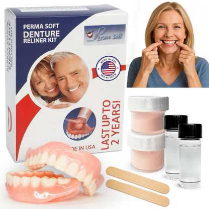 Perma Soft Denture Reliner Kit - Relines 2 Plates (Semi-Soft DIY) - Upper & Lower