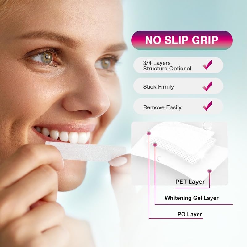 Peroxide Free Teeth Whitening Strips - 14 Treatments (28 Strips) | Gentle Formula for Sensitive Teeth