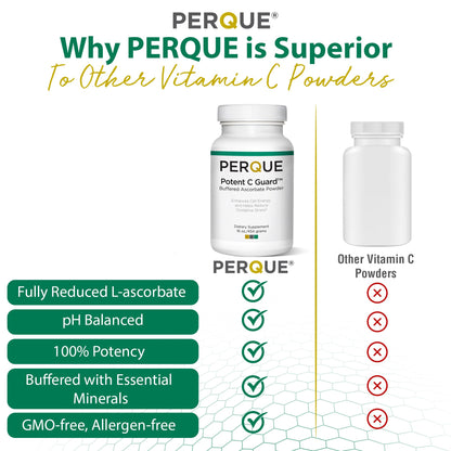 PERQUE Buffered Vitamin C Ascorbate Powder - pH Balanced, Vegetarian, Allergen-Free - 16 oz