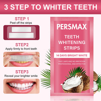 PERSMAX Teeth Whitening Strips for Sensitive Teeth – Enamel Safe, 28 Strips (14 Treatments), No-Slip Whitening Kit