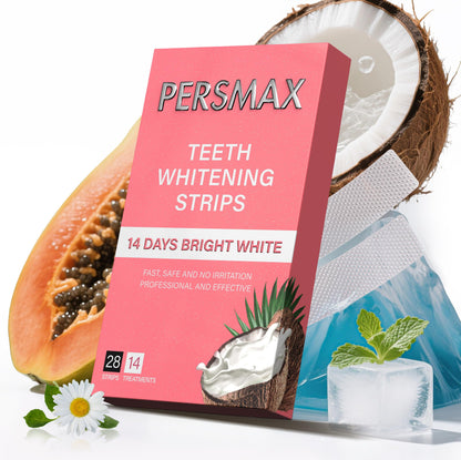 PERSMAX Teeth Whitening Strips for Sensitive Teeth – Enamel Safe, 28 Strips (14 Treatments), No-Slip Whitening Kit