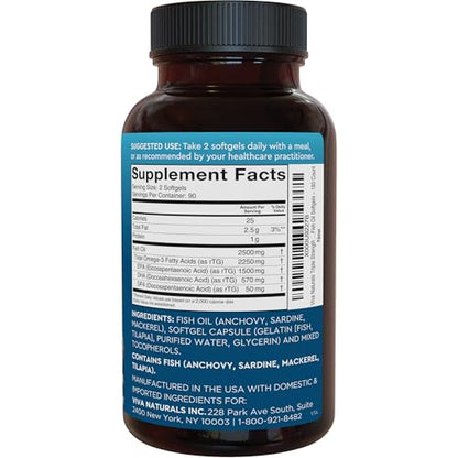 Triple Strength Omega-3 Fish Oil 2500 mg | 180 Softgels | EPA/DHA