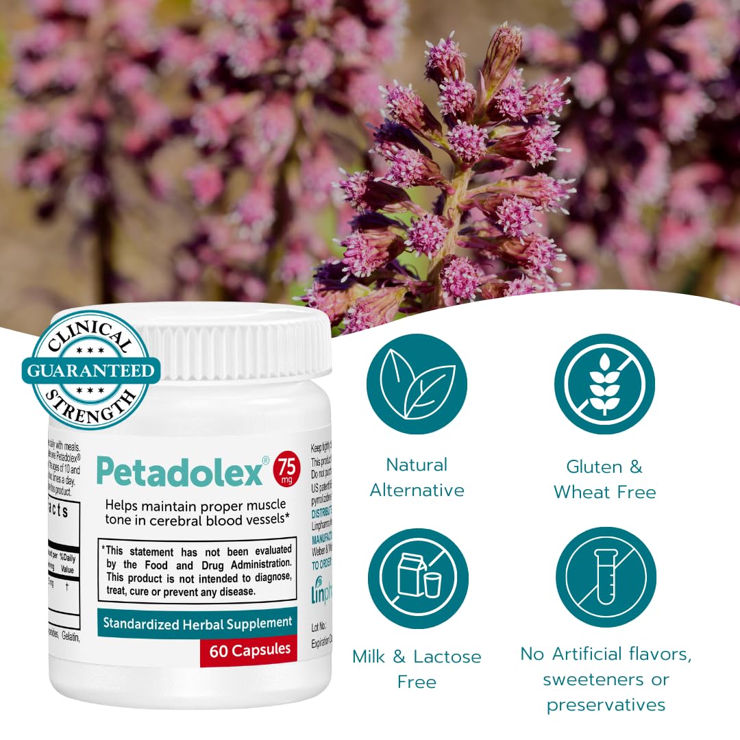 Petadolex Migraine Relief Capsules – PA-Free Butterbur 75 mg for Migraine Prevention