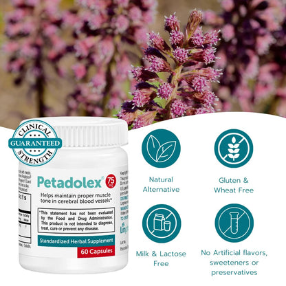 Petadolex Migraine Relief Capsules – PA-Free Butterbur 75 mg for Migraine Prevention