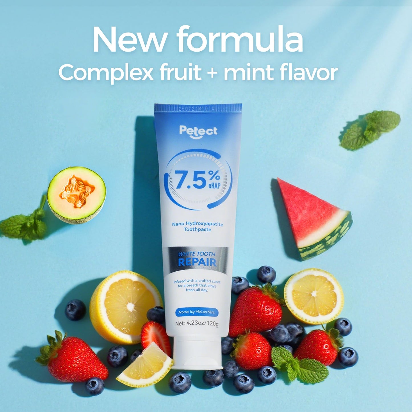 PETECT Hydroxyapatite Toothpaste 2-Pack | ICY Melon Mint | Enamel Protection