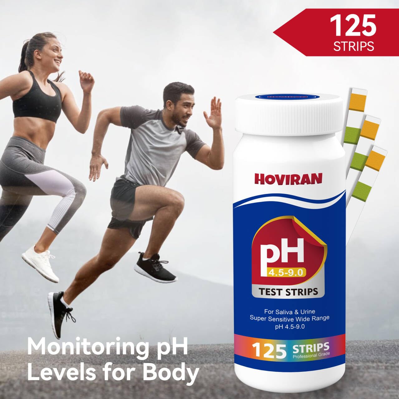 pH Test Strips for Saliva & Urine - 125 Strips, pH 4.5-9.0