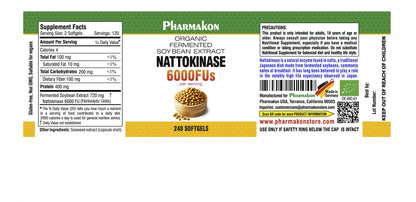 PHARMAKON Natural Nattokinase Organic Fermented Soybean Extract, 6000 FUs per Serving