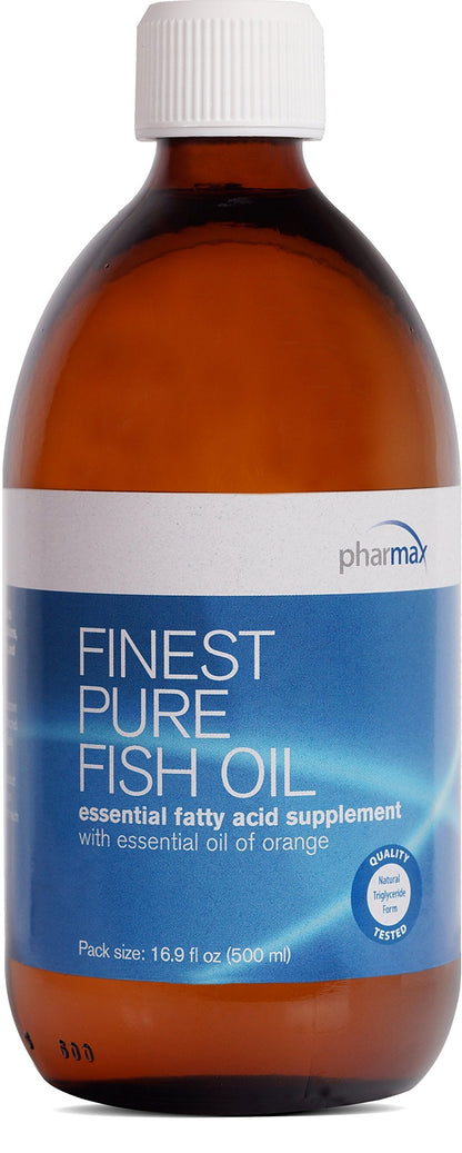 Pharmax Finest Pure Fish Oil with Essential Oil of Orange | Supports Bone, Brain & Cardiovascular Health | 16.9 fl oz