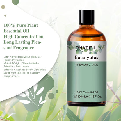 PHATOIL 100ML Eucalyptus Essential Oil | Diffuser, Soap & Candle Making – 3.38 fl oz