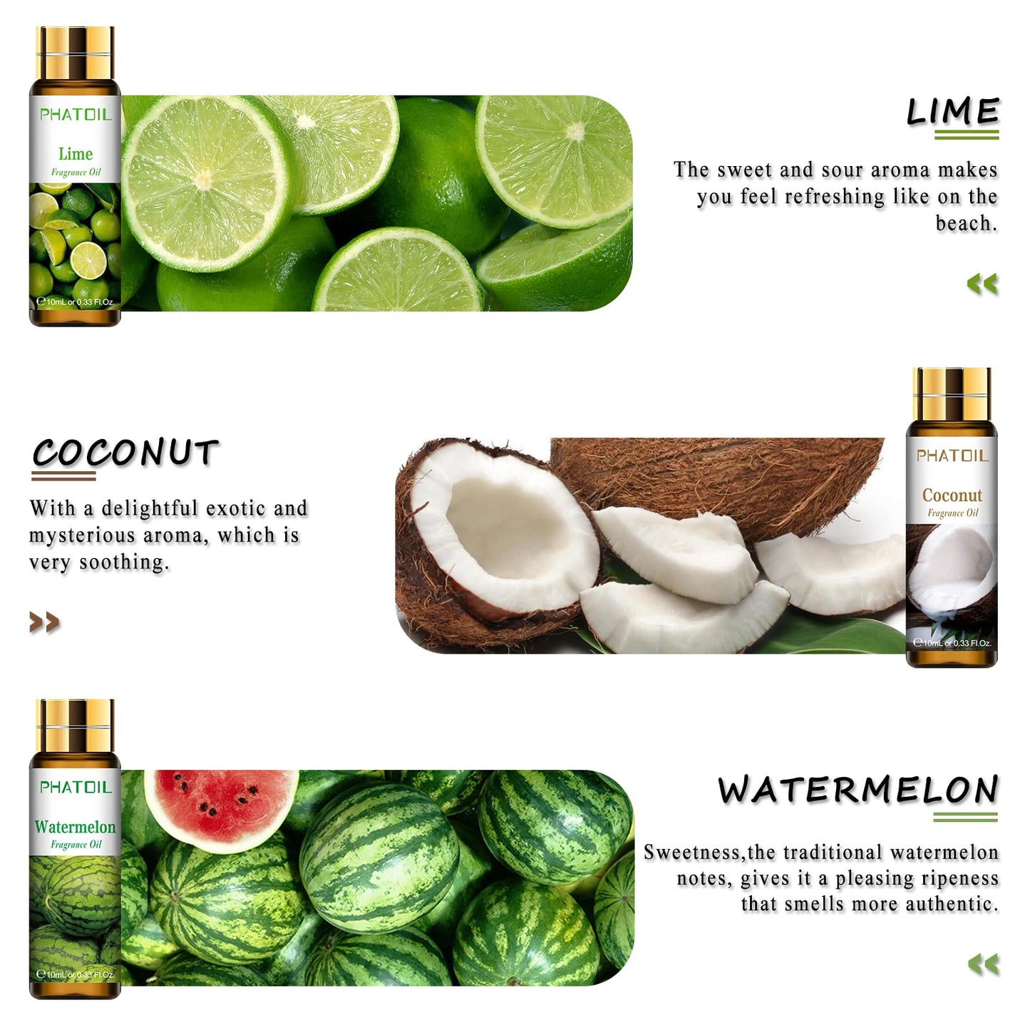 PHATOIL 9-Piece Fruity Essential Oils Gift Set | 10ml Fragrance Oils for Diffusers, Soap & DIY
