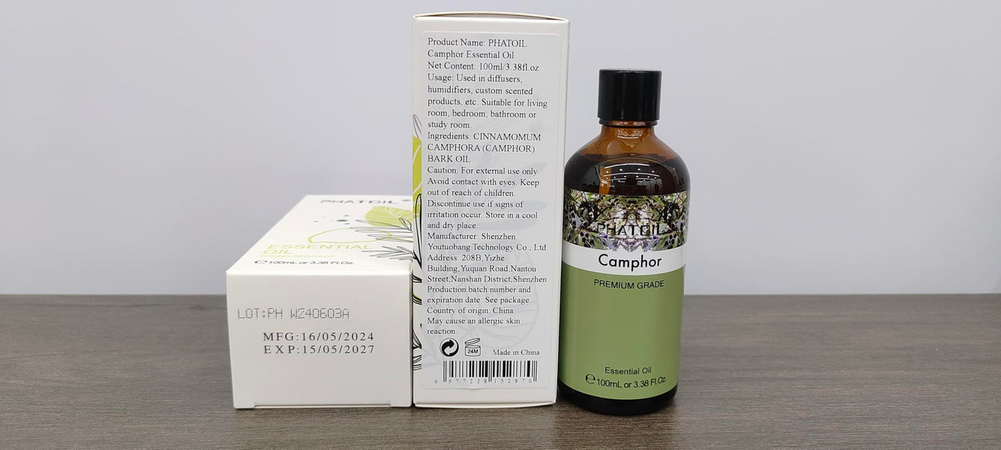 Camphor Essential Oil 100ml | PHATOIL Aromatherapy for Diffusers, DIY Candles & Soaps