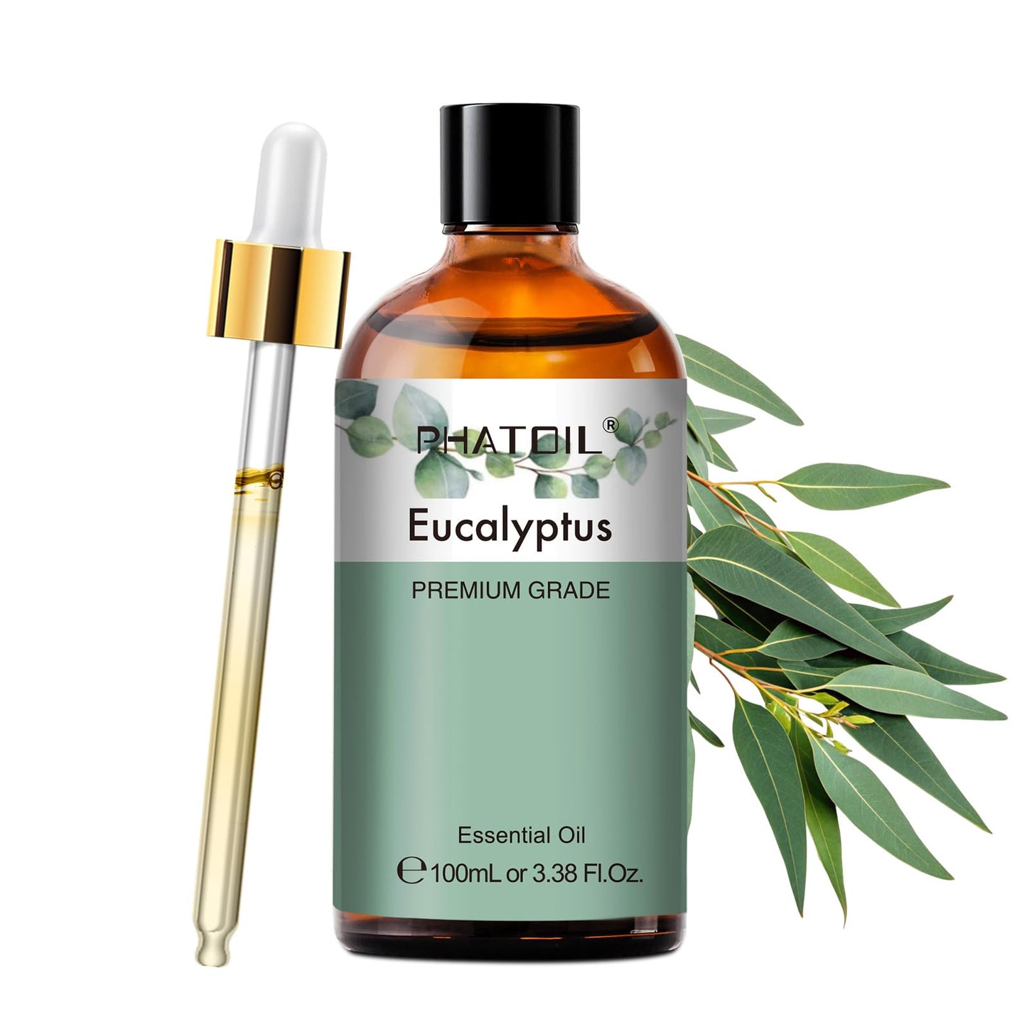 PHATOIL Pure Eucalyptus Essential Oil – 100% Pure Therapeutic Grade, 3.38 Fl Oz (100 ml)