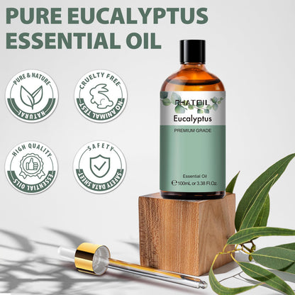 PHATOIL Pure Eucalyptus Essential Oil – 100% Pure Therapeutic Grade, 3.38 Fl Oz (100 ml)