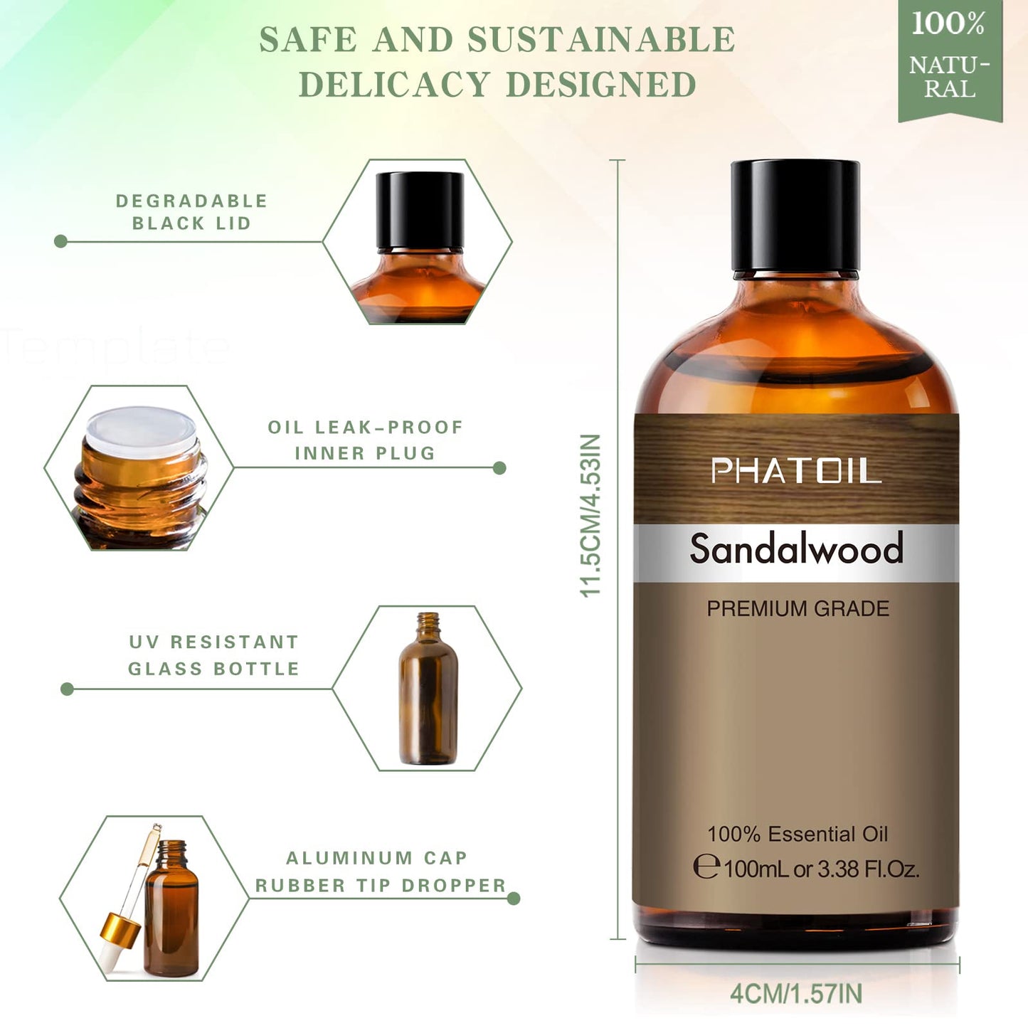 PHATOIL Sandalwood Essential Oil 100ml (3.38 oz) – Pure Aromatherapy