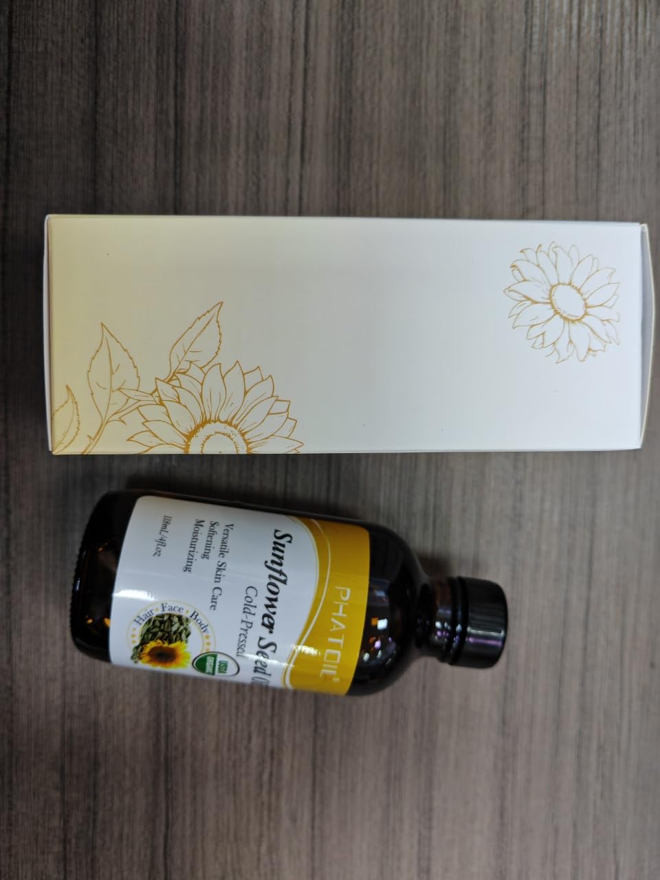 PHATOIL Organic Sunflower Seed Oil – Cold-Pressed, USDA Organic, 118 ml