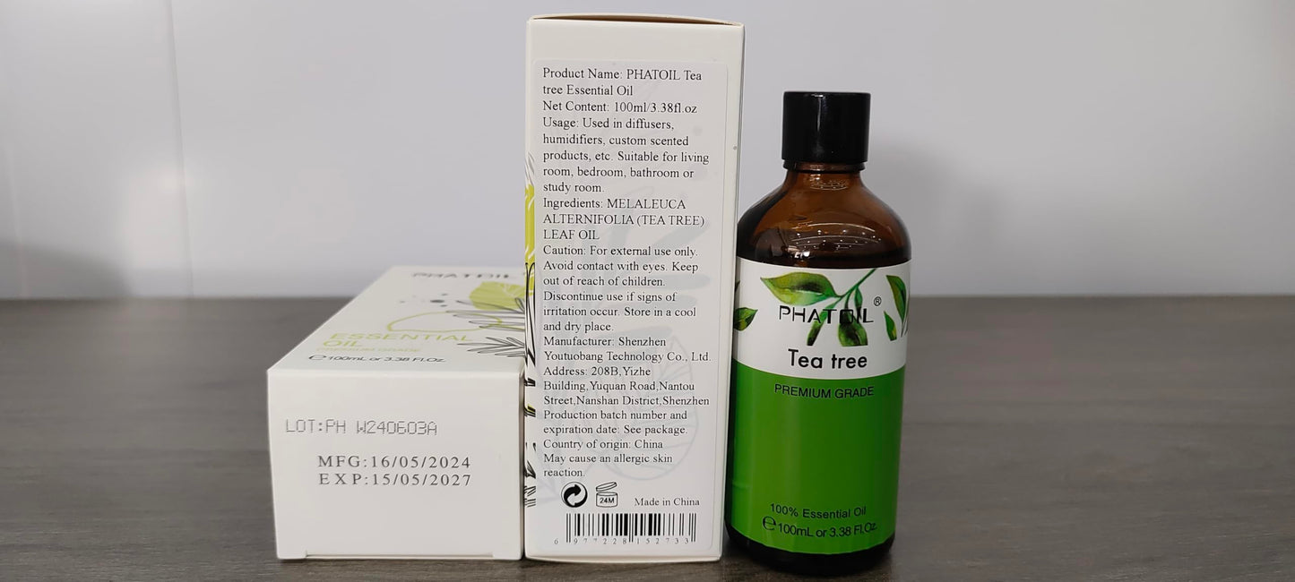 Tea Tree Essential Oil 100ml | PHATOIL Pure Aromatherapy for Diffuser, Humidifier & DIY Projects