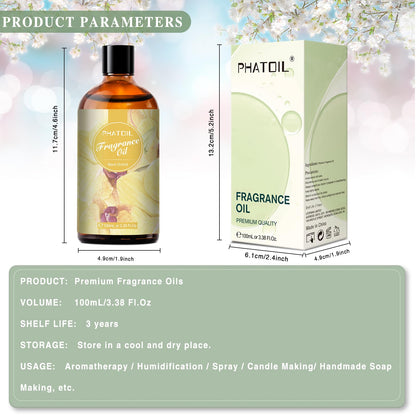 PHATOIL Black Orchid Fragrance Oil – 100ml (3.38 fl oz) for Diffusers, Candles & Soaps