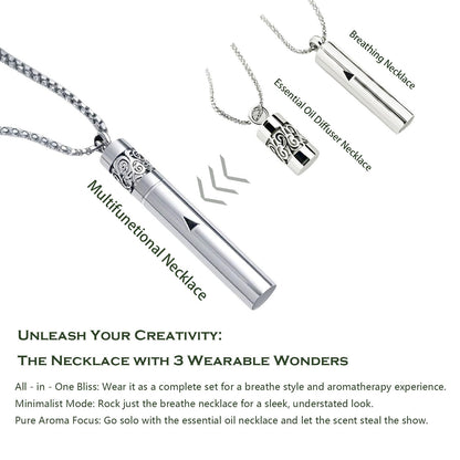 Phaxud Mindfulness Breathing Necklace & Essential Oil Diffuser – 2-in-1 Stainless Steel Breathlink Jewelry (Gold)