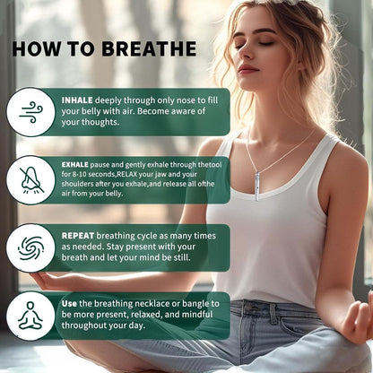 Phaxud Mindfulness Breathing Necklace & Essential Oil Diffuser – 2-in-1 Stainless Steel Breathlink Jewelry (Gold)